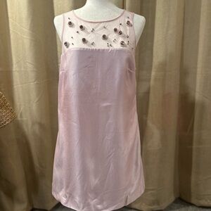 Elegant Pink Sleeveless Dress with Embellished Bodice